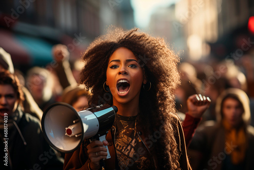 Black woman at a demonstration for the rights of black lives matter. black history month