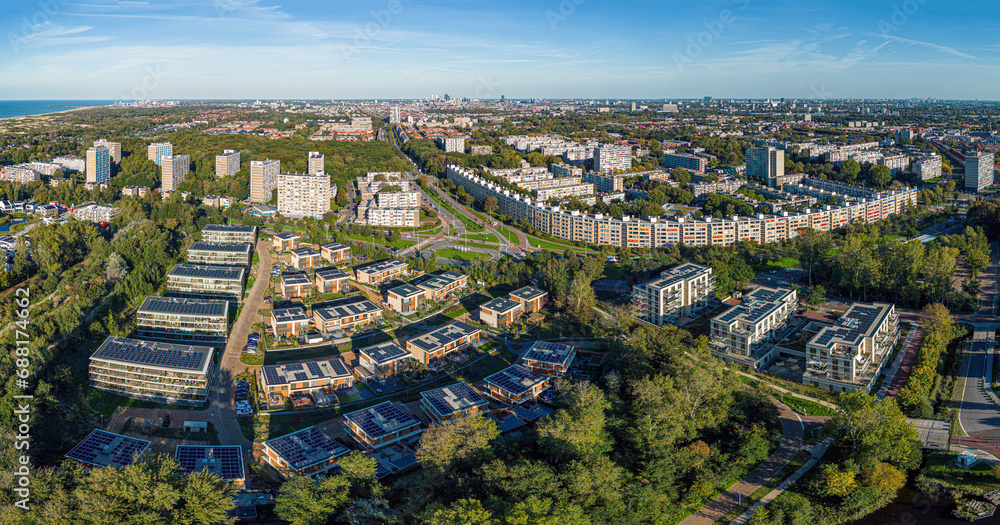 Aerial photo overviewing the Finest of Ockenburg and Zuiderduinen projects in the Ockenburgh/Kijkduin neighbourhood of The Hague.