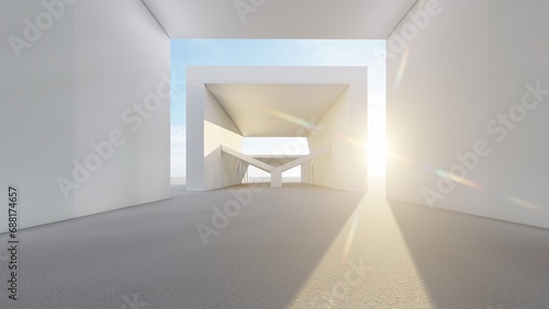 Fototapeta Naklejka Na Ścianę i Meble -  Architecture background geometric shapes in design interior 3d render