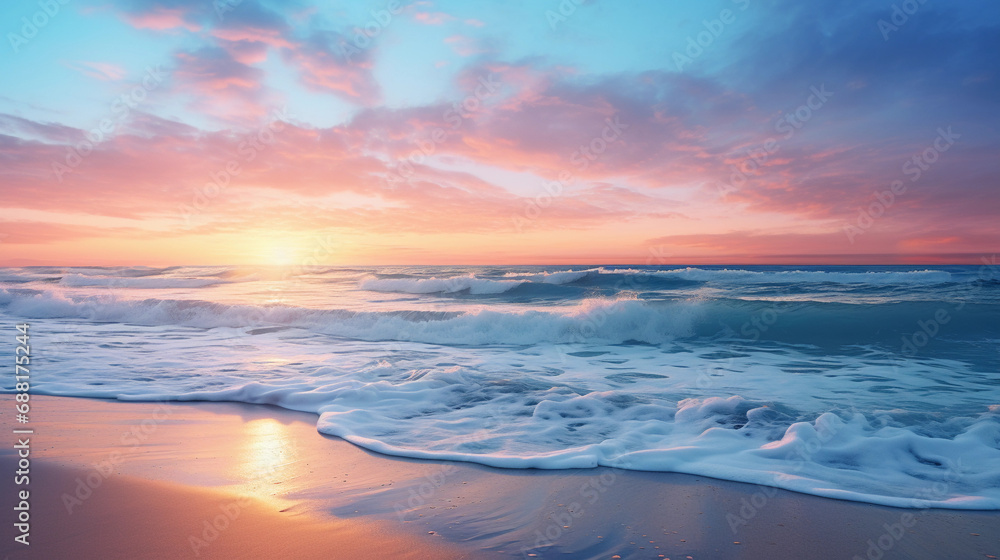 Tranquil Monochromatic Sunrise Over the Beach: A Breathtaking View Tranquil Monochromatic Sunrise Over the Beach: A Breathtaking View
