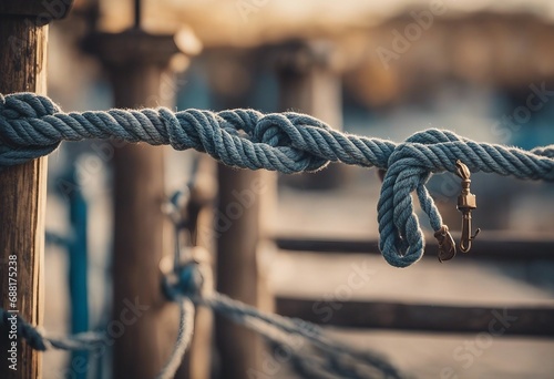 Tied up rope on a Mediterranean fishermans pier photo