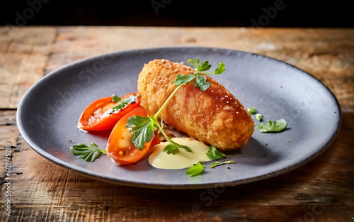Capture the essence of Chicken Kiev in a mouthwatering food photography shot Generative AI