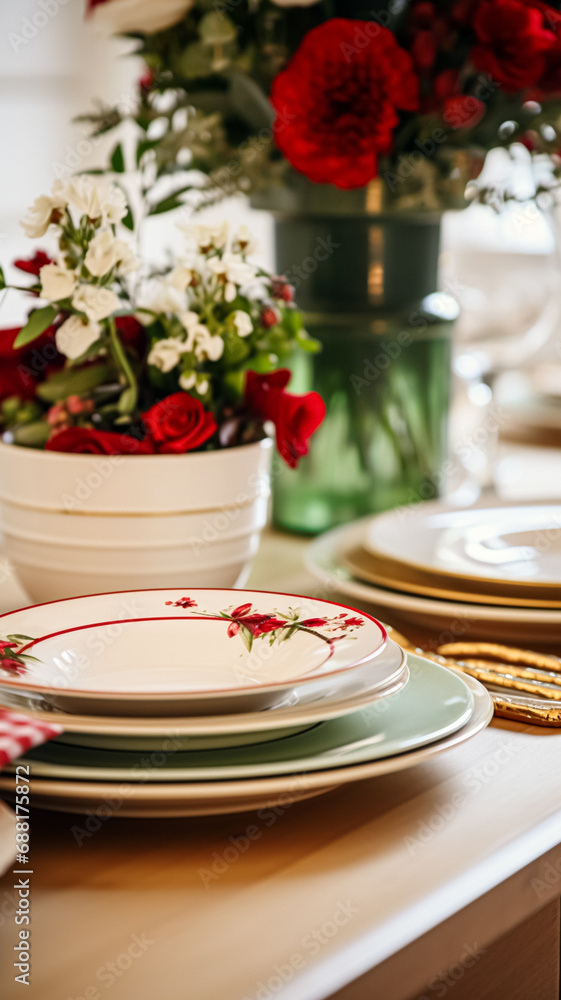 Dishware and crockery set for winter holiday family dinner, Christmas homeware decor for holidays in the English country house, gift set and home styling Dishware and crockery set for winter holiday family dinner, Christmas homeware decor for holidays in the English country house, gift set and home styling