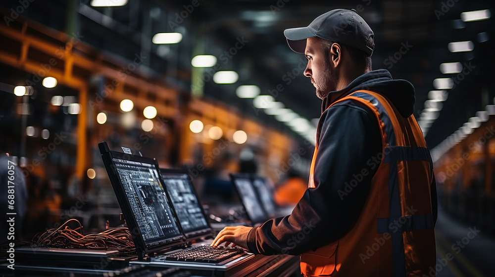Factory worker in action: Industry and engineering Factory worker in action: Industry and engineering