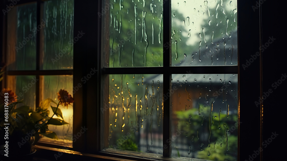 Looking out the window on a rainy day. Generative Ai Looking out the window on a rainy day. Generative Ai