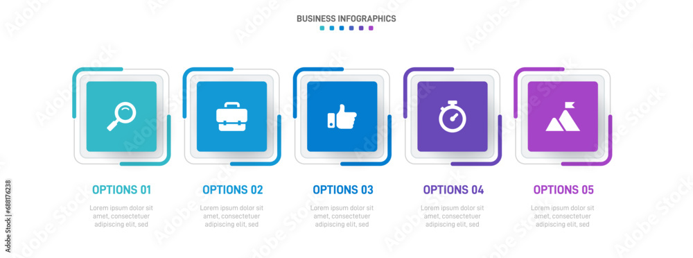 Timeline infographic with infochart. Modern presentation template with 5 spets for business process. Website template on white background for concept modern design. Horizontal layout. Timeline infographic with infochart. Modern presentation template with 5 spets for business process. Website template on white background for concept modern design. Horizontal layout.