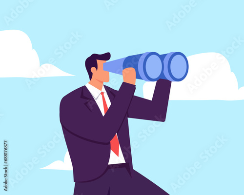Observation, search for opportunity, curiosity or surveillance, inspect or discover new business, job search or hr finding candidate concept