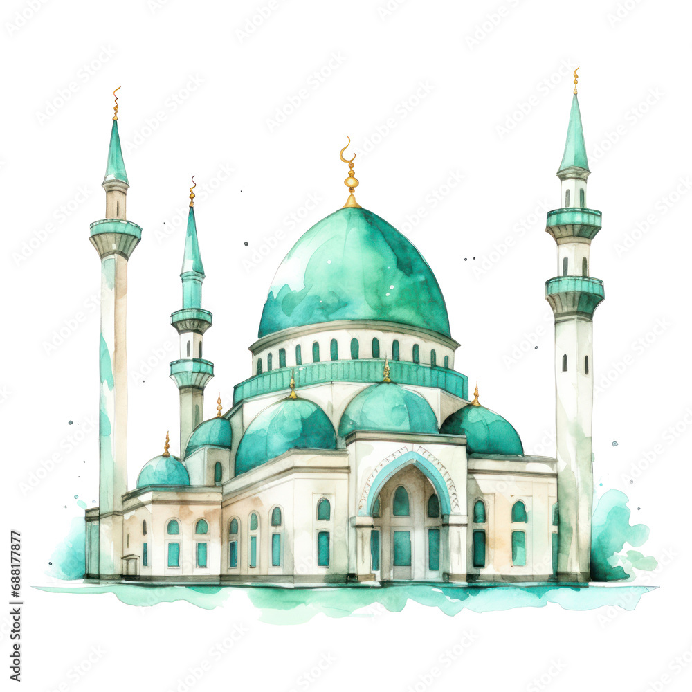 watercolor mosque isolated