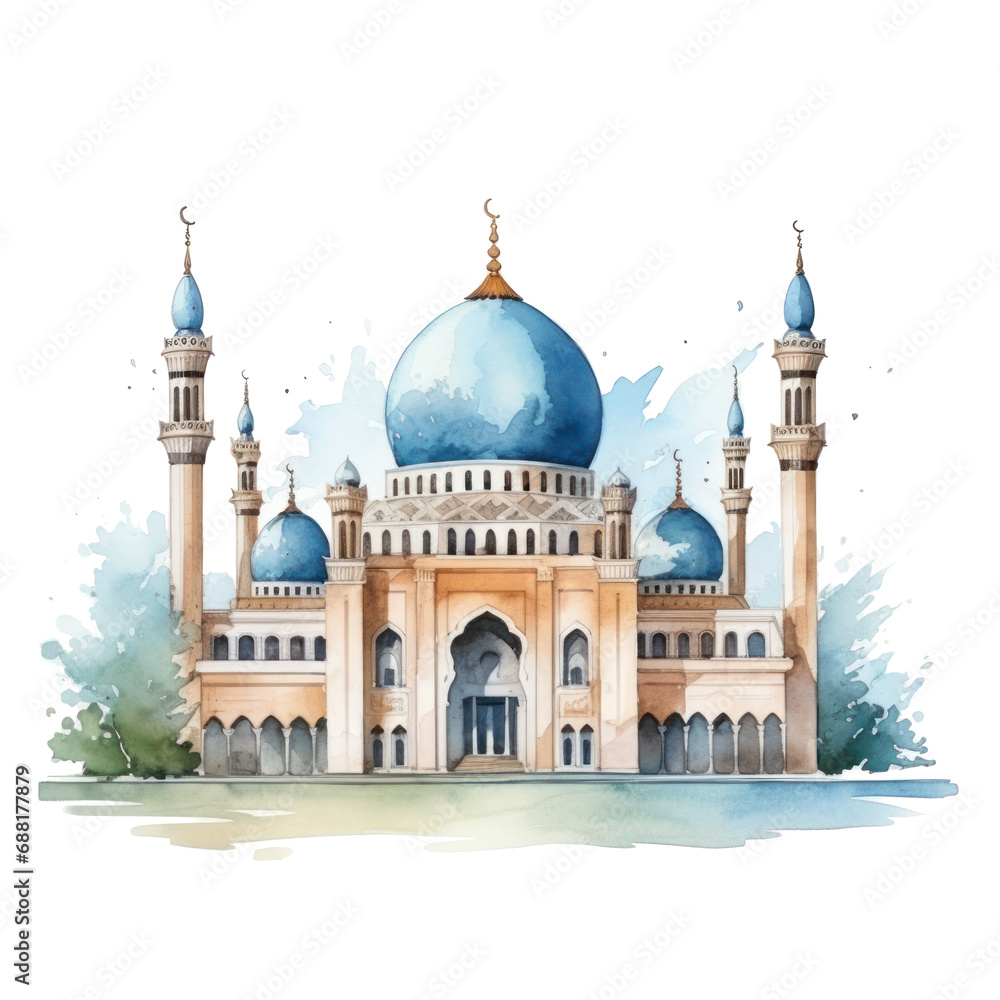 Naklejka premium watercolor mosque isolated