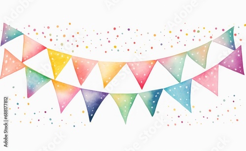 watercolor bunting garland isolated