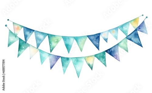 watercolor bunting garland isolated