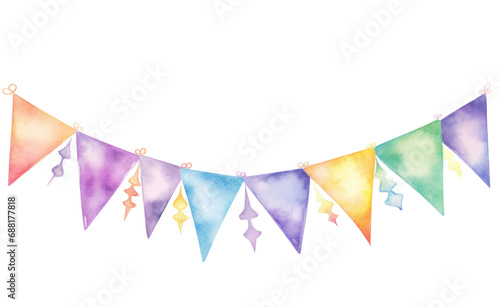watercolor bunting garland isolated