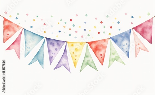 watercolor bunting garland isolated