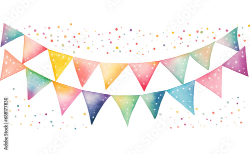 watercolor bunting garland isolated
