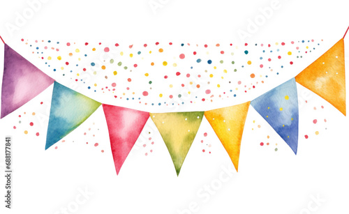 watercolor bunting garland isolated