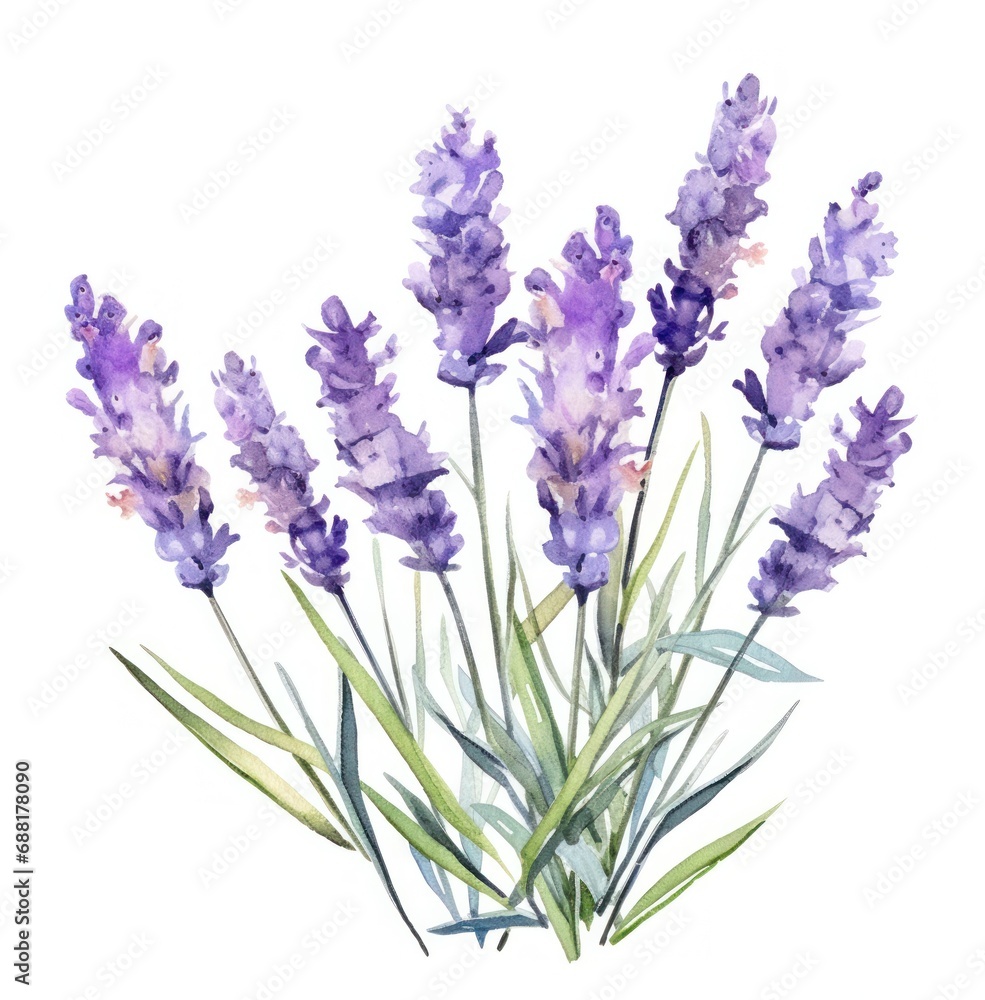 Fototapeta premium watercolor lavender flowers, isolated