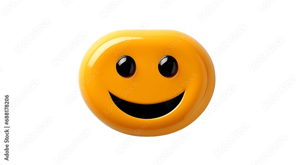 Fototapeta premium Emoticon de una cara amarilla sonriendo con fondo transparente