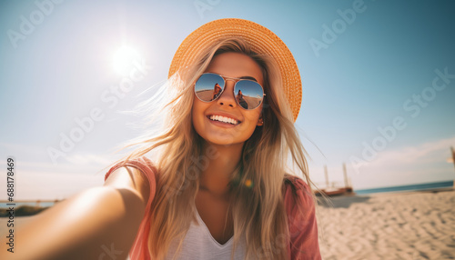 Teen girl in summer outfit, capturing calm moment generative ai