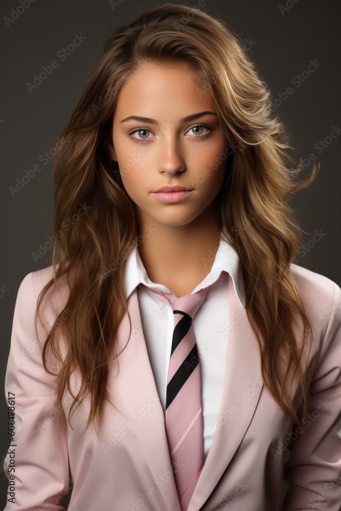 Cute young woman on gray background Cute young woman on gray background