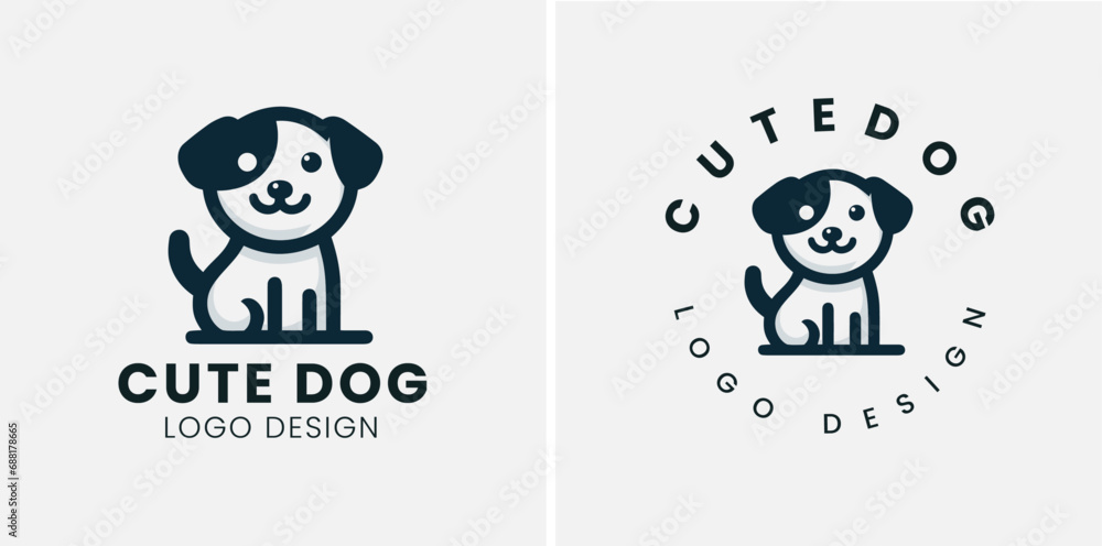 Cute dog logo vector, dog pet logo design vector template, vector illustration of a cute puppy.