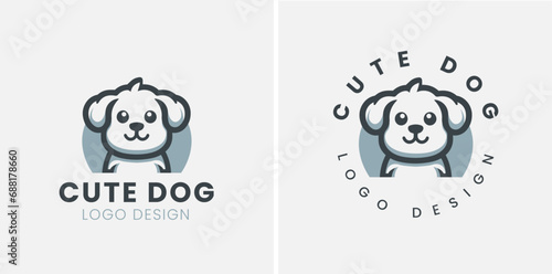 Cute dog logo vector, dog pet logo design vector template, vector illustration of a cute puppy.