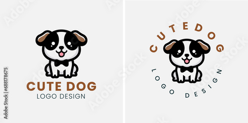 Cute dog logo vector, dog pet logo design vector template, vector illustration of a cute puppy.