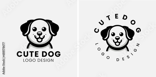 Cute dog logo vector, dog pet logo design vector template, vector illustration of a cute puppy.