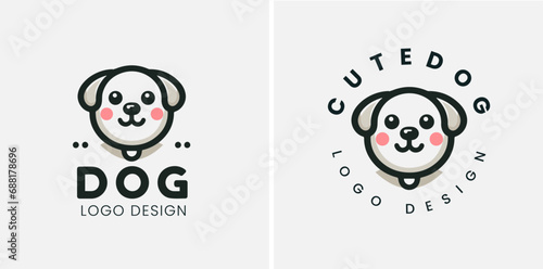 Cute dog logo vector, dog pet logo design vector template, vector illustration of a cute puppy.