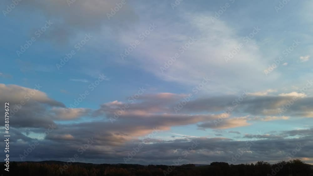 The early evening sky above the horizon. 11-17-2023, Middle Bohemia, Czech Republic. The early evening sky above the horizon. 11-17-2023, Middle Bohemia, Czech Republic.