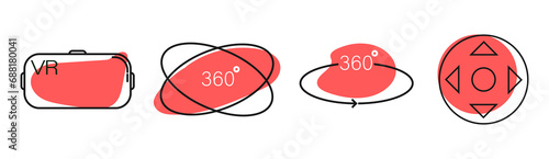 VR icons set in line style. AR conception