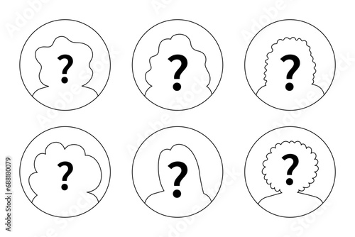 Guess who unknown person silhouette icon vector, anonymous mysterious user profile