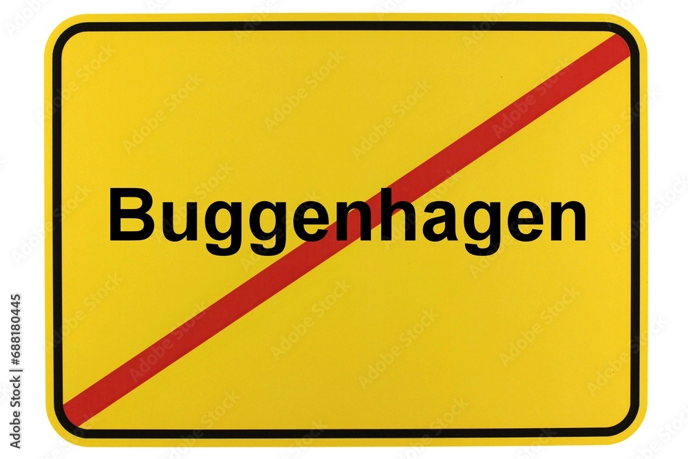 Illustration eines Ortsschildes der Gemeinde Buggenhagen in Mecklenburg-Vorpommern Illustration eines Ortsschildes der Gemeinde Buggenhagen in Mecklenburg-Vorpommern