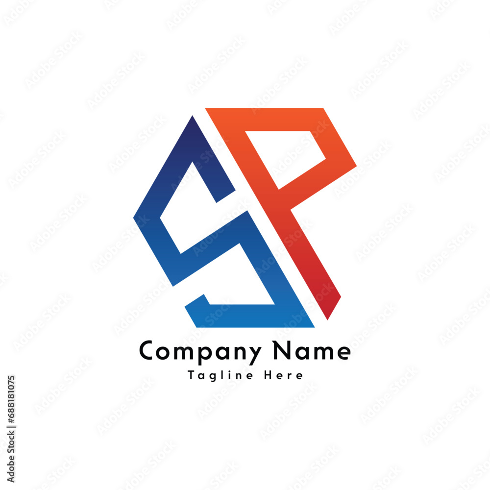 SP letter polygon shape logo design icon SP letter polygon shape logo design icon