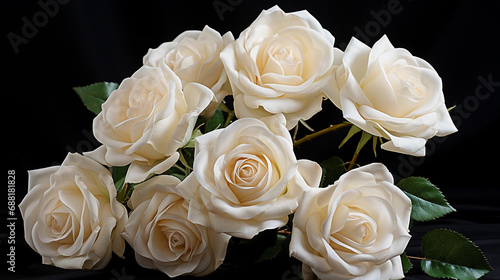 Elegant Arrangement of Monochromatic White Roses in Full Bloom: An Exquisite Bouquet Showcase