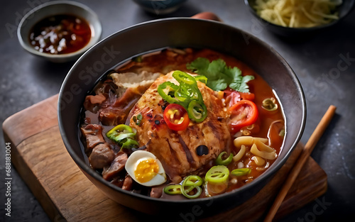 Capture the essence of Sukiyaki  in a mouthwatering food photography shot Generative AI