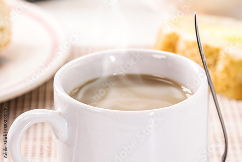 milk with coffee, traditional Brazilian breakfast drink, served hot
