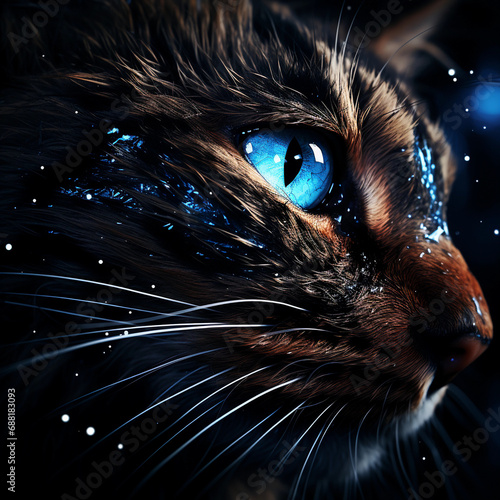 Cat Eyes Radiating in the Night
