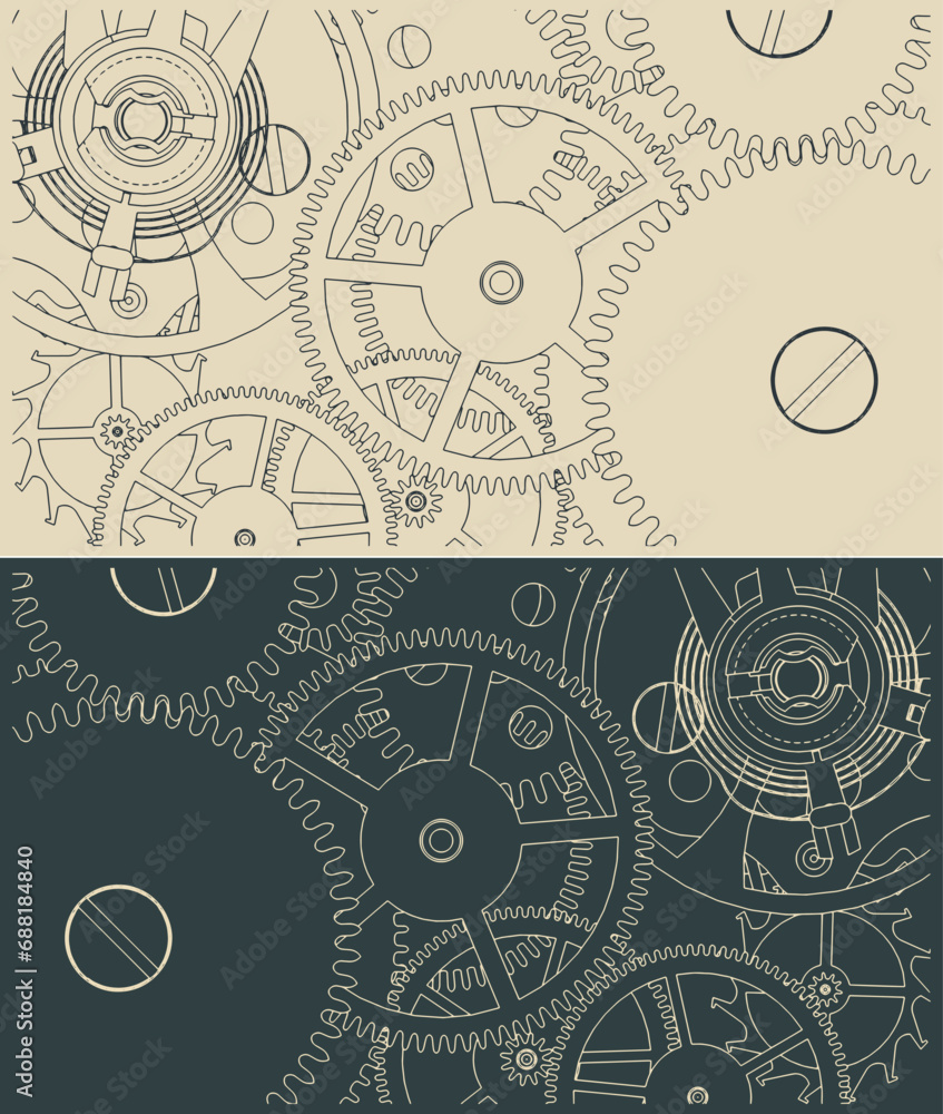 Obraz premium Clock mechanism close up illustrations