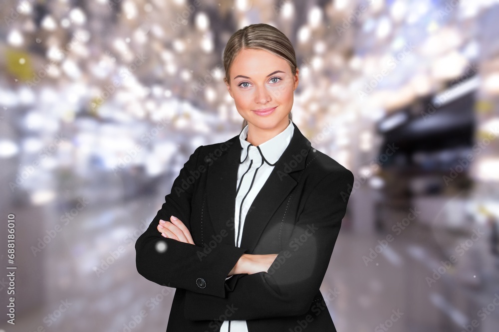 Young successful business woman wear classic suit in office Young successful business woman wear classic suit in office