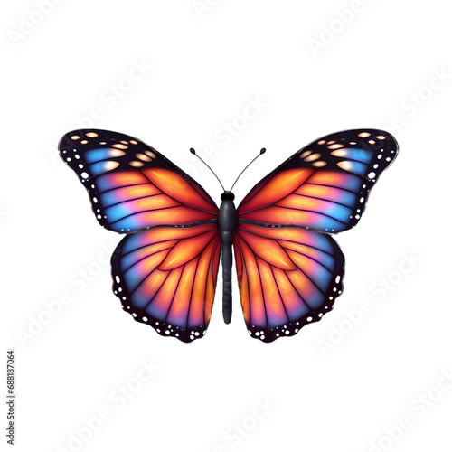 Colorful butterflies isolated on transparent background