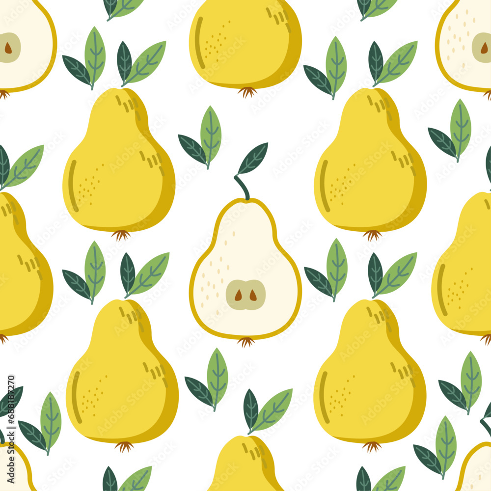Obraz premium Vector Seamless pattern with Fresh pears for fabric