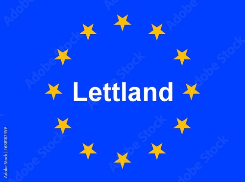 Illustration einer Europaflagge mit der Aufschrift "Lettland"