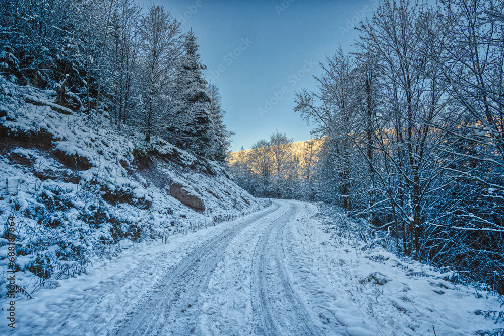 Obraz premium snow covered road