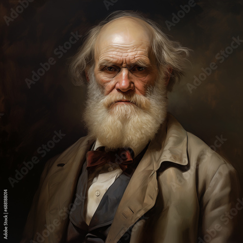 Reconstitution of Charles Darwin’s portrait, ia generated