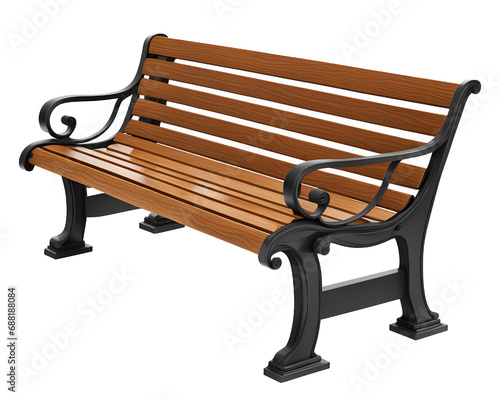 Park Bench Isolated on Transparent Background