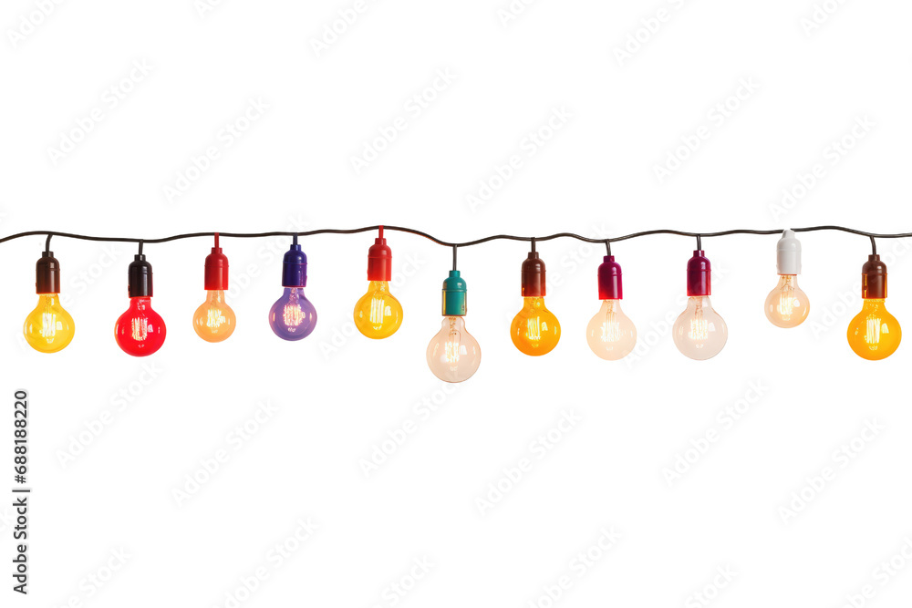String of Christmas lights isolated on transparent background. String of Christmas lights isolated on transparent background.