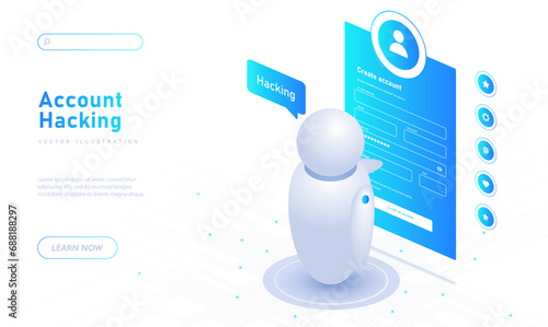 Account hacking white poster vector