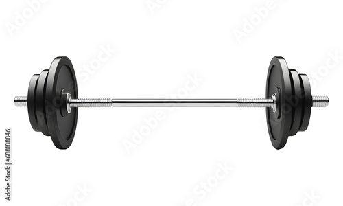 Barbell Isolated Front View on Transparent Background