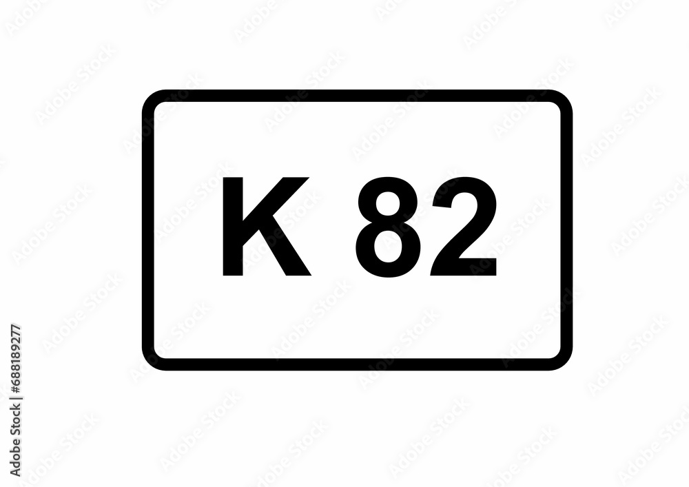 Illustration eines Kreisstraßenschildes der K 82 in Deutschland