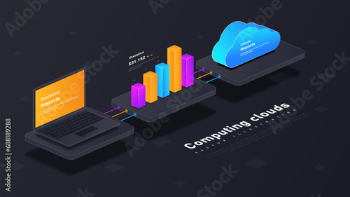 Computing for cloud poster vector